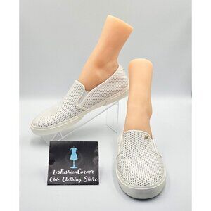 Michael Kors Womens White Perforated Leather Keaton Slip On Sneakers Sz 9.5 2535